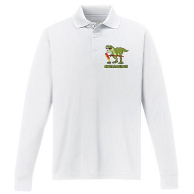 Curlsaurus Curler Dinosaur Sport Performance Long Sleeve Polo