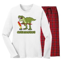 Curlsaurus Curler Dinosaur Sport Women's Long Sleeve Flannel Pajama Set 