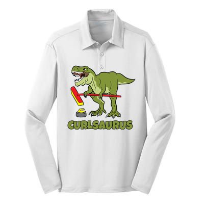 Curlsaurus Curler Dinosaur Sport Silk Touch Performance Long Sleeve Polo