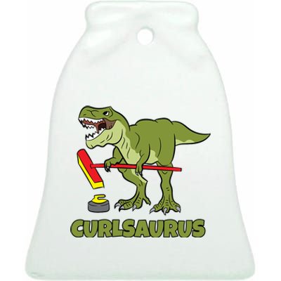 Curlsaurus Curler Dinosaur Sport Ceramic Bell Ornament