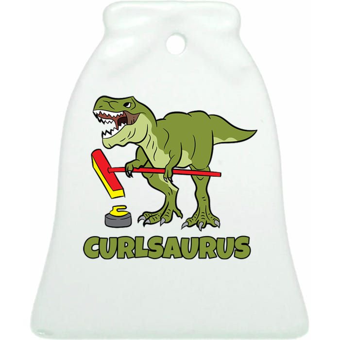 Curlsaurus Curler Dinosaur Sport Ceramic Bell Ornament