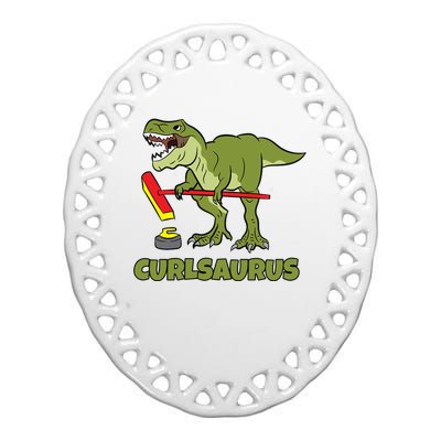 Curlsaurus Curler Dinosaur Sport Ceramic Oval Ornament