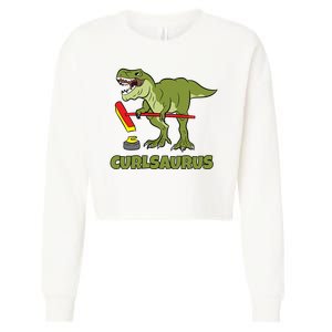 Curlsaurus Curler Dinosaur Sport Cropped Pullover Crew