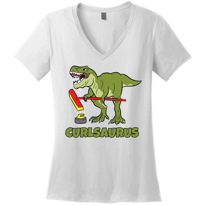 Curlsaurus Curler Dinosaur Sport Women's V-Neck T-Shirt