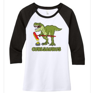 Curlsaurus Curler Dinosaur Sport Women's Tri-Blend 3/4-Sleeve Raglan Shirt