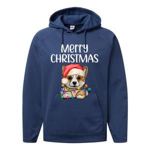 Corgi Christmas Dog Funny Corgi Dog Puppy Xmas Corgi Breed Gift Performance Fleece Hoodie