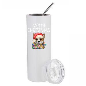 Corgi Christmas Dog Funny Corgi Dog Puppy Xmas Corgi Breed Gift Stainless Steel Tumbler