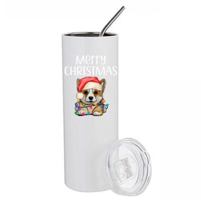 Corgi Christmas Dog Funny Corgi Dog Puppy Xmas Corgi Breed Gift Stainless Steel Tumbler