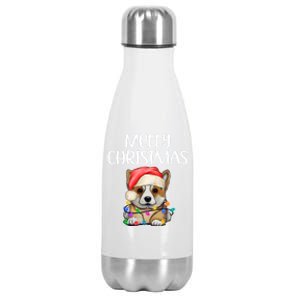 Corgi Christmas Dog Funny Corgi Dog Puppy Xmas Corgi Breed Gift Stainless Steel Insulated Water Bottle