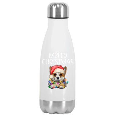 Corgi Christmas Dog Funny Corgi Dog Puppy Xmas Corgi Breed Gift Stainless Steel Insulated Water Bottle