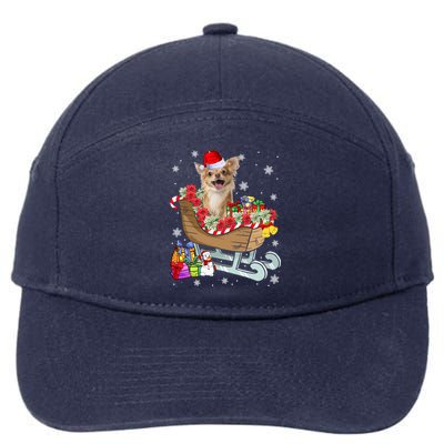 Cute Chihuahua Dog Christmas Santa Hat Xmas Puppy Lover Funny Gift 7-Panel Snapback Hat