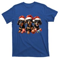 Cute Christmas Doxie Puppies In Santa Hats And Xmas Ornats Gift T-Shirt