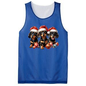 Cute Christmas Doxie Puppies In Santa Hats And Xmas Ornats Gift Mesh Reversible Basketball Jersey Tank