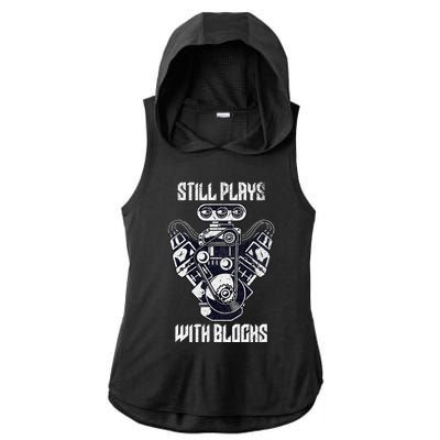 Cool Car Drag Racing Still Plays with Blocks Funny Mechanic Ladies PosiCharge Tri-Blend Wicking Draft Hoodie Tank