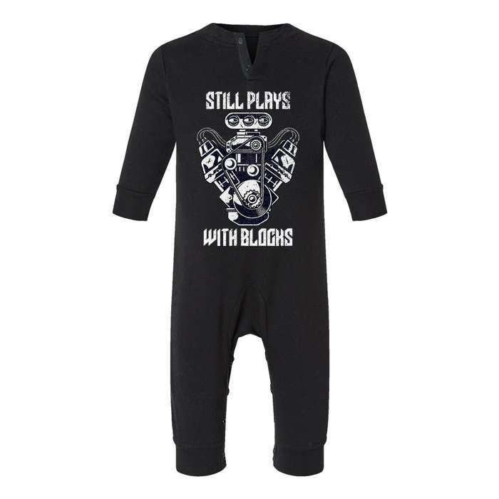 Cool Car Drag Racing Still Plays with Blocks Funny Mechanic Infant Fleece One Piece