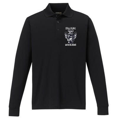 Cool Car Drag Racing Still Plays with Blocks Funny Mechanic Performance Long Sleeve Polo