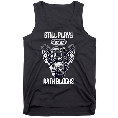 Cool Car Drag Racing Still Plays with Blocks Funny Mechanic Tank Top