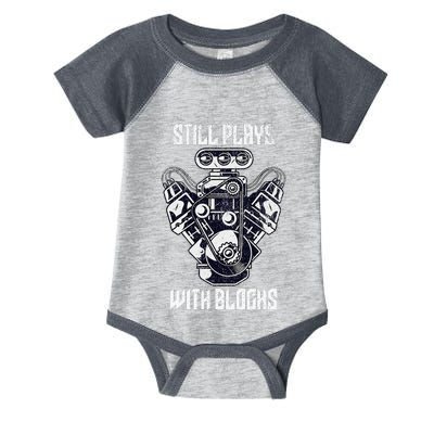 Cool Car Drag Racing Still Plays with Blocks Funny Mechanic Infant Baby Jersey Bodysuit