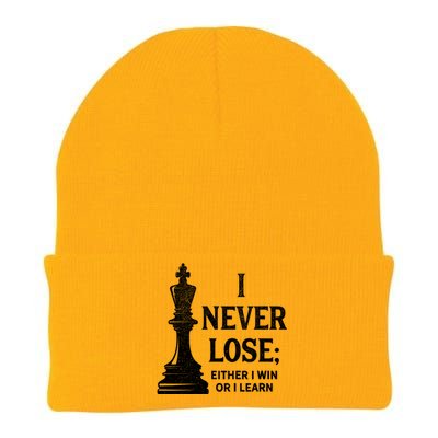 Classic Chess Design Gift I Never Lose I Either Win Or Learn Gift Knit Cap Winter Beanie