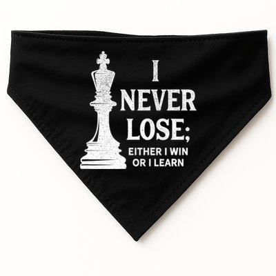 Classic Chess Design Gift I Never Lose I Either Win Or Learn Gift USA-Made Doggie Bandana