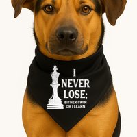 Classic Chess Design Gift I Never Lose I Either Win Or Learn Gift USA-Made Doggie Bandana