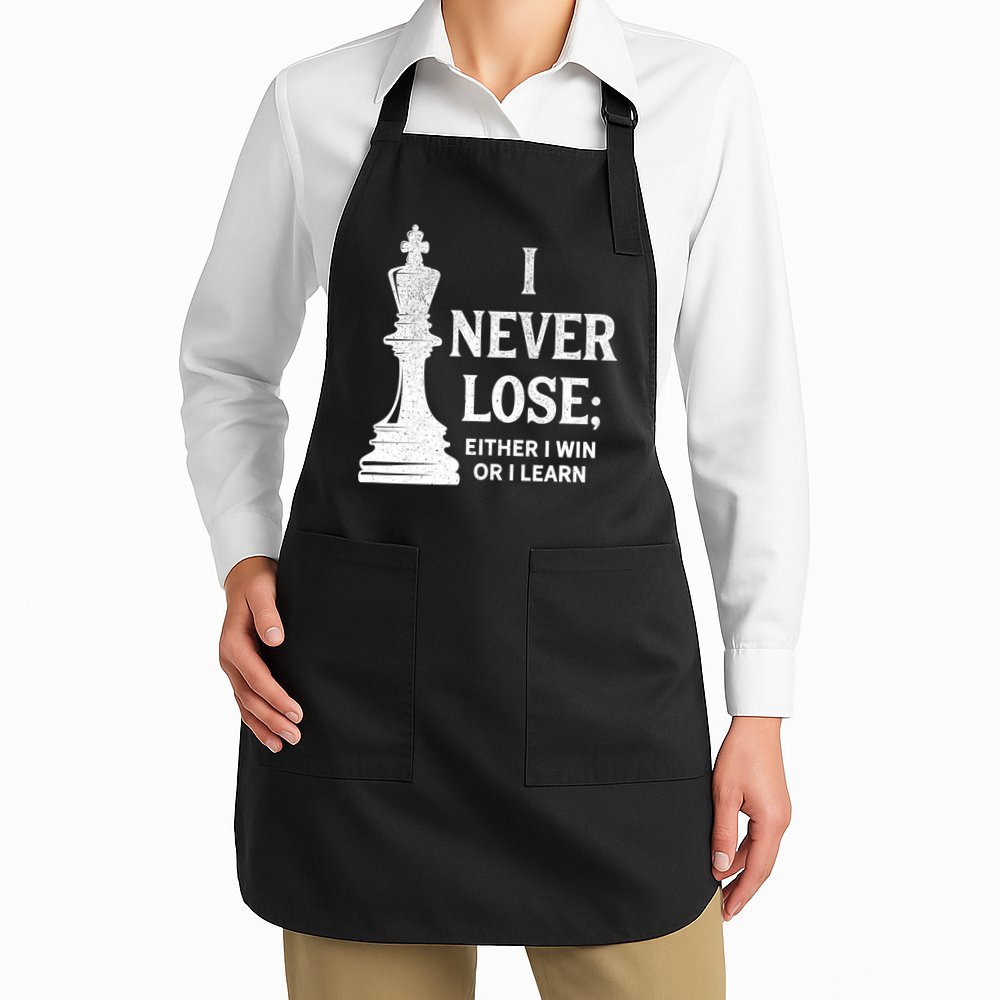 Classic Chess Design Gift I Never Lose I Either Win Or Learn Gift Apron