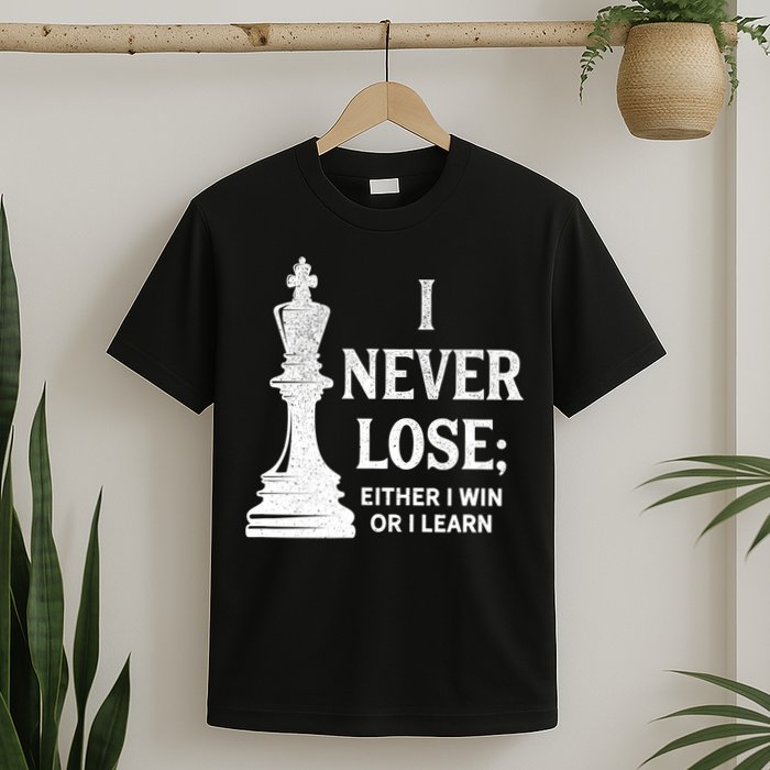 Classic Chess Design Gift I Never Lose I Either Win Or Learn Gift T-Shirt