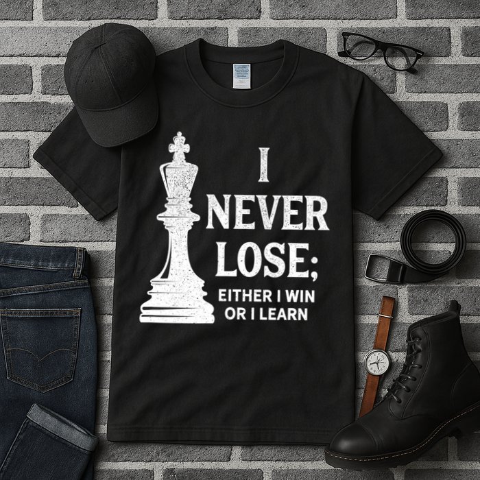 Classic Chess Design Gift I Never Lose I Either Win Or Learn Gift Tall T-Shirt