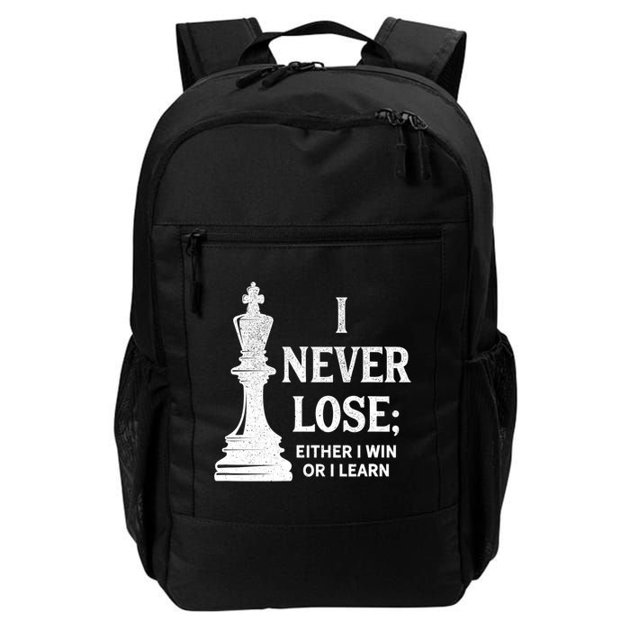 Classic Chess Design Gift I Never Lose I Either Win Or Learn Gift Backpack