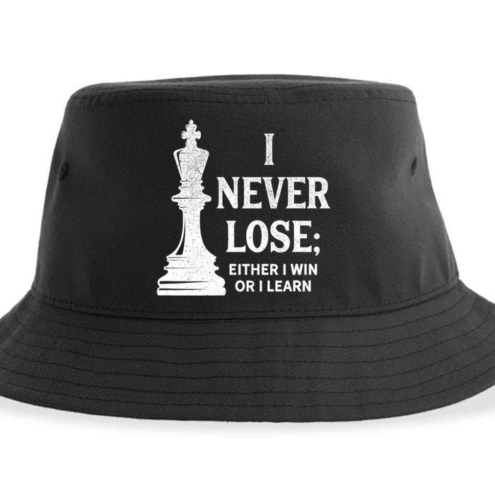 Classic Chess Design Gift I Never Lose I Either Win Or Learn Gift Sustainable Bucket Hat