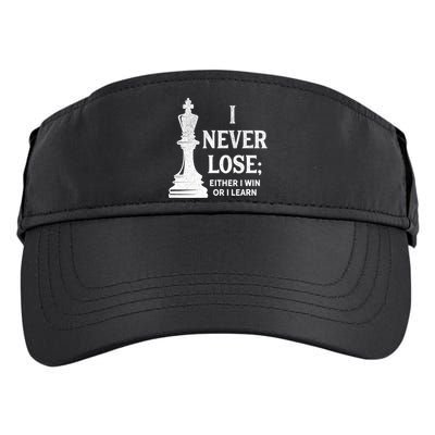 Classic Chess Design Gift I Never Lose I Either Win Or Learn Gift Adult Drive Performance Visor