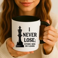 Classic Chess Design Gift I Never Lose I Either Win Or Learn Gift Mug