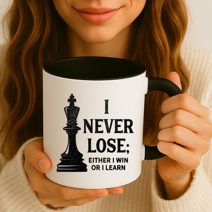 Classic Chess Design Gift I Never Lose I Either Win Or Learn Gift Mug