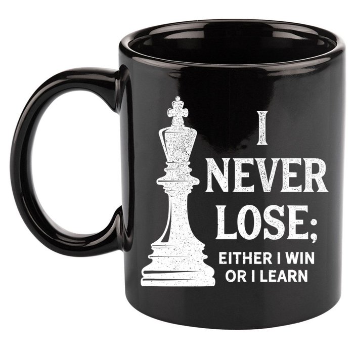 Classic Chess Design Gift I Never Lose I Either Win Or Learn Gift 11oz C Handle Ceramic Mug