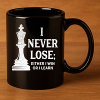 Classic Chess Design Gift I Never Lose I Either Win Or Learn Gift 11oz C Handle Ceramic Mug