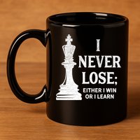Classic Chess Design Gift I Never Lose I Either Win Or Learn Gift 11oz C Handle Ceramic Mug