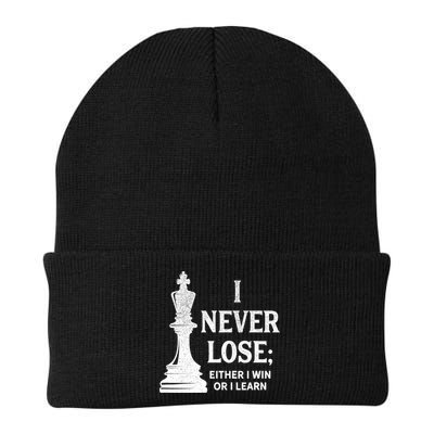 Classic Chess Design Gift I Never Lose I Either Win Or Learn Gift Beanie