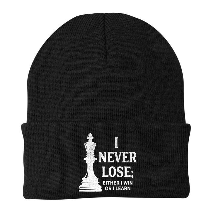 Classic Chess Design Gift I Never Lose I Either Win Or Learn Gift Beanie