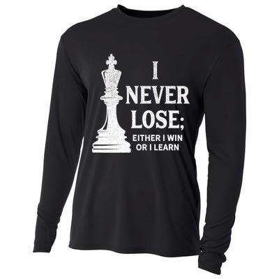 Classic Chess Design Gift I Never Lose I Either Win Or Learn Gift Cooling Performance Long Sleeve Crew