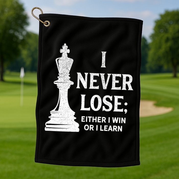 Classic Chess Design Gift I Never Lose I Either Win Or Learn Gift Golf Towel