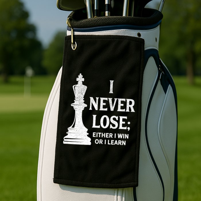 Classic Chess Design Gift I Never Lose I Either Win Or Learn Gift Golf Towel