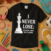 Classic Chess Design Gift I Never Lose I Either Win Or Learn Gift Kids T-Shirt