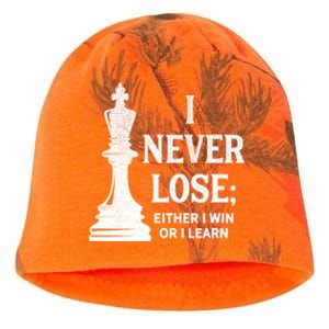 Classic Chess Design Gift I Never Lose I Either Win Or Learn Gift Kati - Camo Knit Beanie