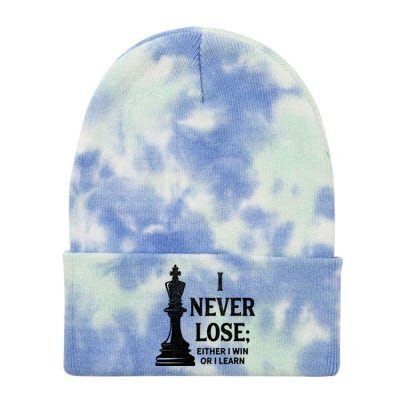 Classic Chess Design Gift I Never Lose I Either Win Or Learn Gift Tie Dye 12in Knit Beanie