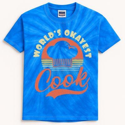 Chef Cooking Design Worlds Okayest Cook Gift Kids Tie-Dye T-Shirt