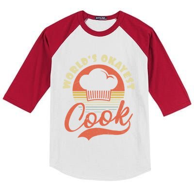 Chef Cooking Design Worlds Okayest Cook Gift Kids Colorblock Raglan Jersey