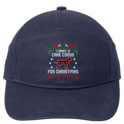 Cane Corso Dog Lover Xmas Funny Gift Dog Ugly Christmas Sweater Gift 7-Panel Snapback Hat