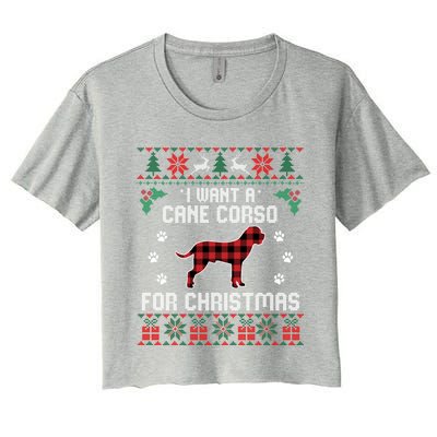 Cane Corso Dog Lover Xmas Funny Gift Dog Ugly Christmas Sweater Gift Women's Crop Top Tee