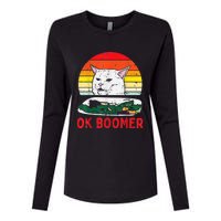 Confused Cat Dinner Table Ok Boomer Funny Meme Lover Gift Womens Cotton Relaxed Long Sleeve T-Shirt