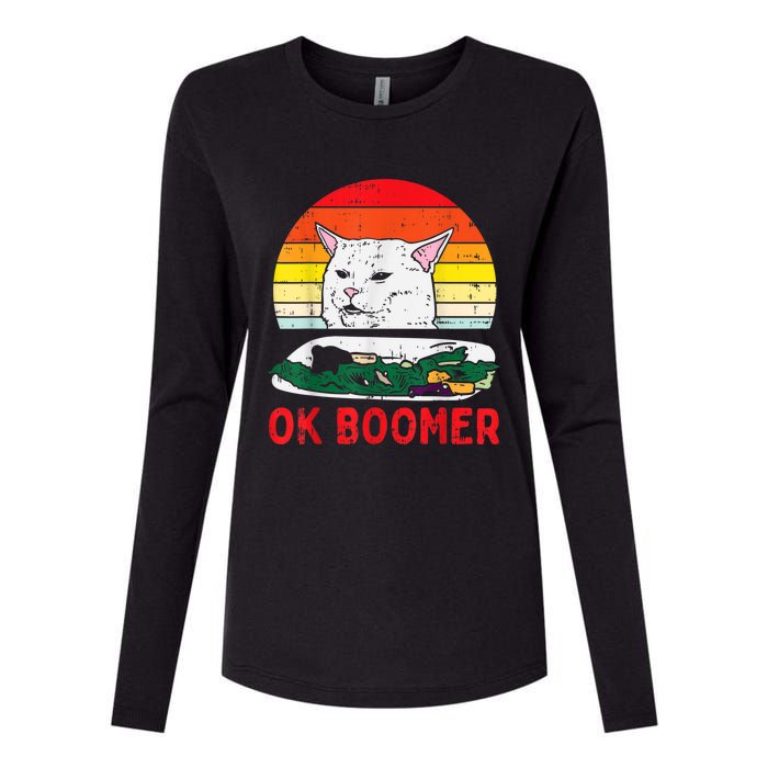 Confused Cat Dinner Table Ok Boomer Funny Meme Lover Gift Womens Cotton Relaxed Long Sleeve T-Shirt